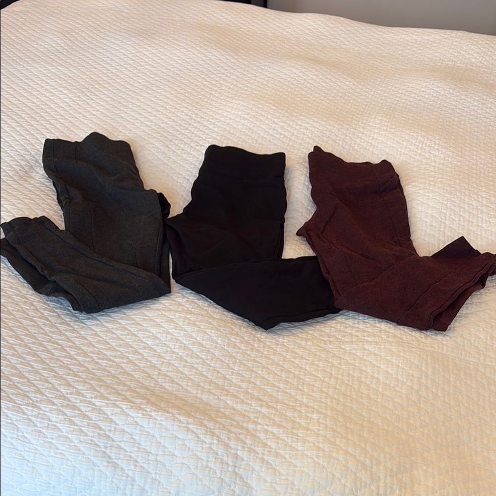 Bundle of 3 Loft leggings, black, charcoal and wine colored